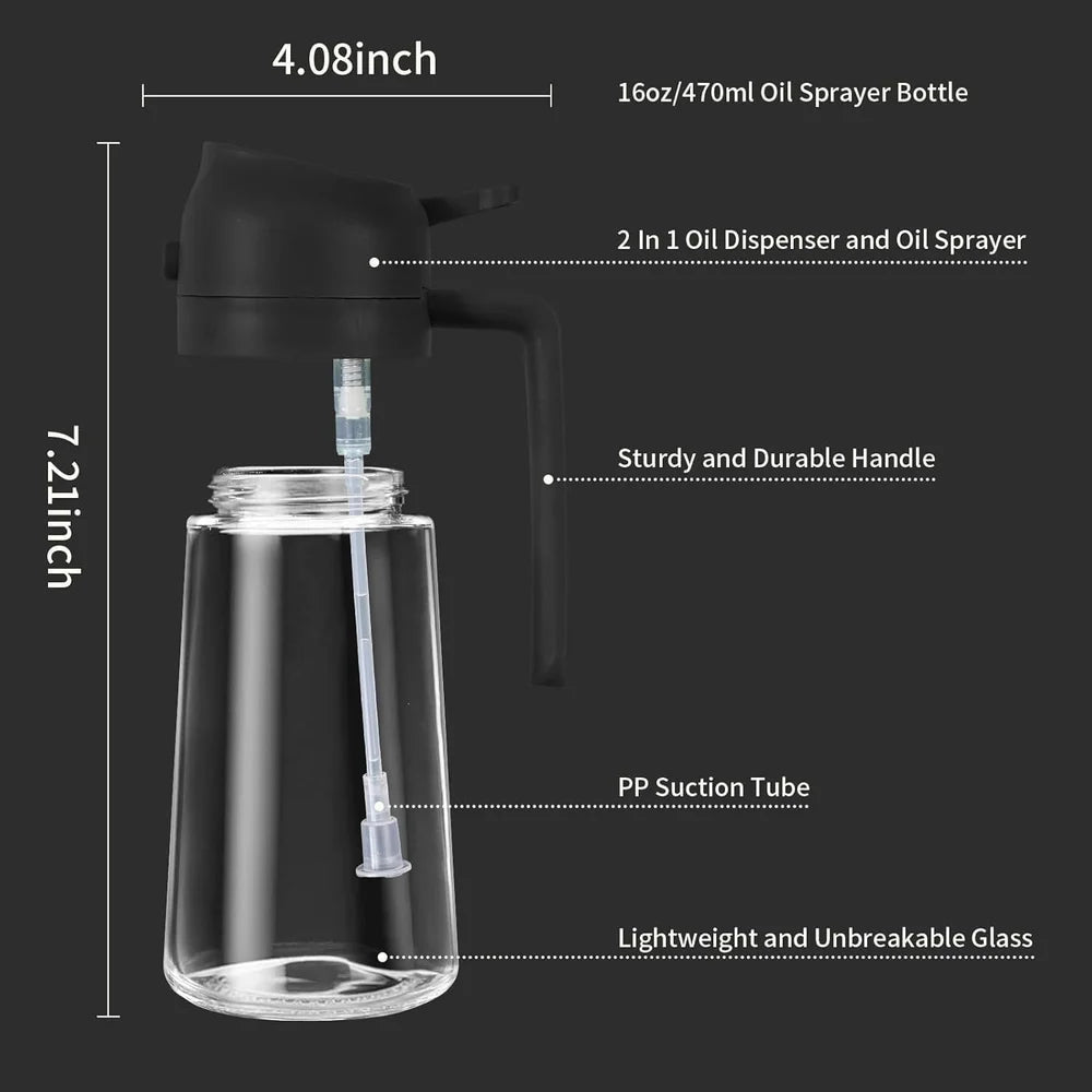 2-in-1 Glass Oil Sprayer & Dispenser